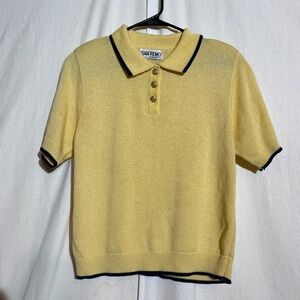 San Remo by Laura knits // vintage yellow knit polo sweater top size small ap2